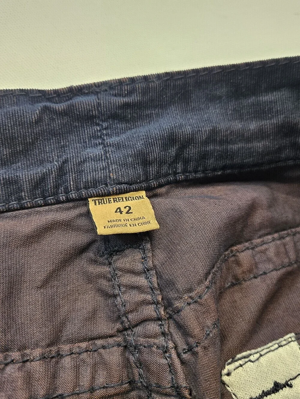 True Religion Men's Geno Relaxed Slim Fit Corduroy Flap Pocket Pants SZ 42 X 34